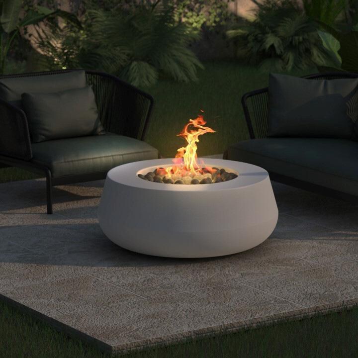 Prism SCPH-722-5LP Oasis 42-in Propane Round Fire Pit Table - Ultra White - Lifestyle thumbnail