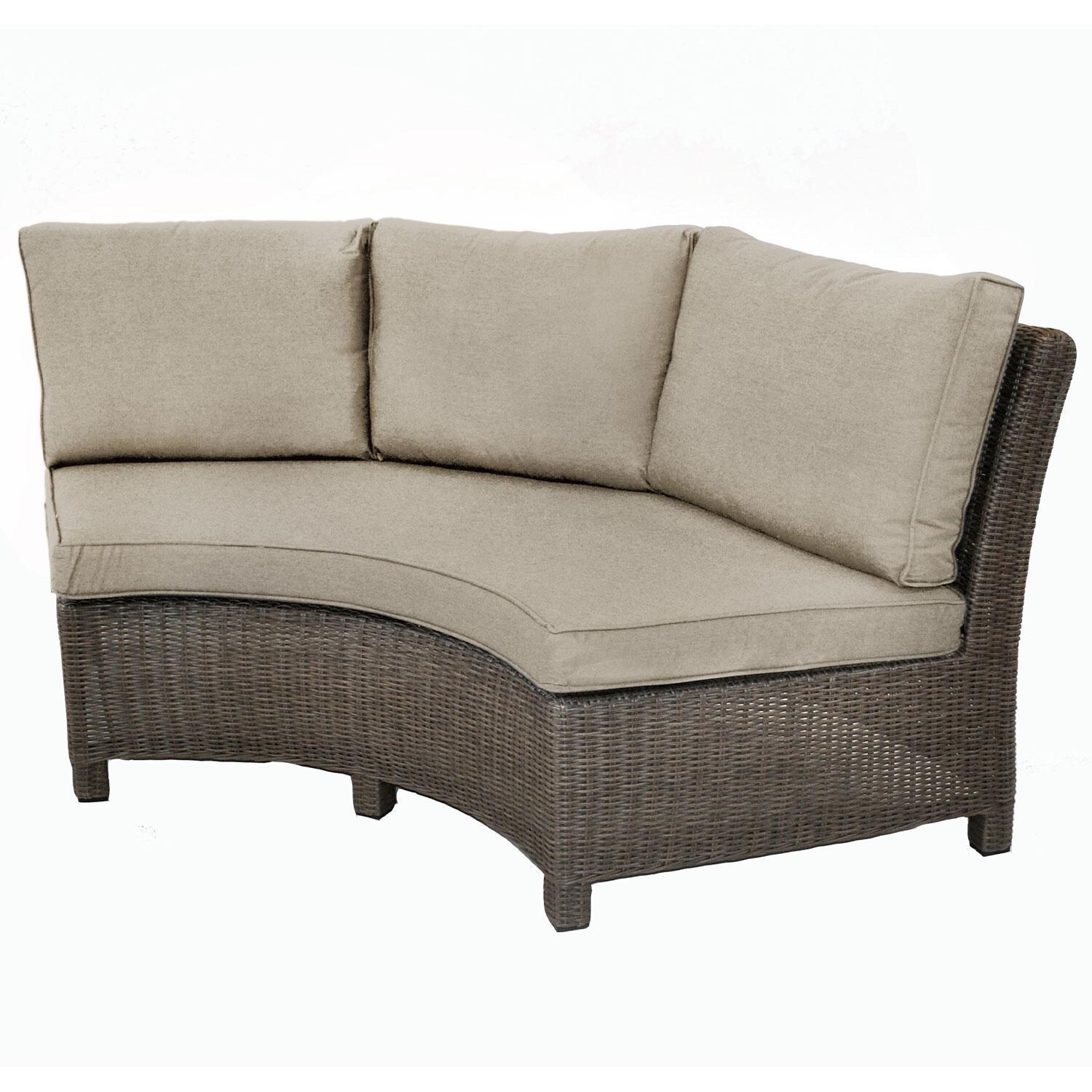 Palma 5 Pc Teak Round Seating Set in Cast Ash By KETTLER - Curved Sofa - White Background thumbnail