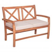 Crosswinds Acacia Patio Loveseat W/ Natural Cushions By Walker Edison