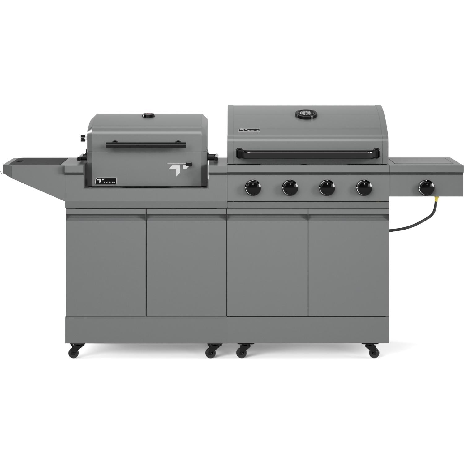 TYTUS Modular Duo w/ 4-Burner Propane Grill & Charcoal Grill