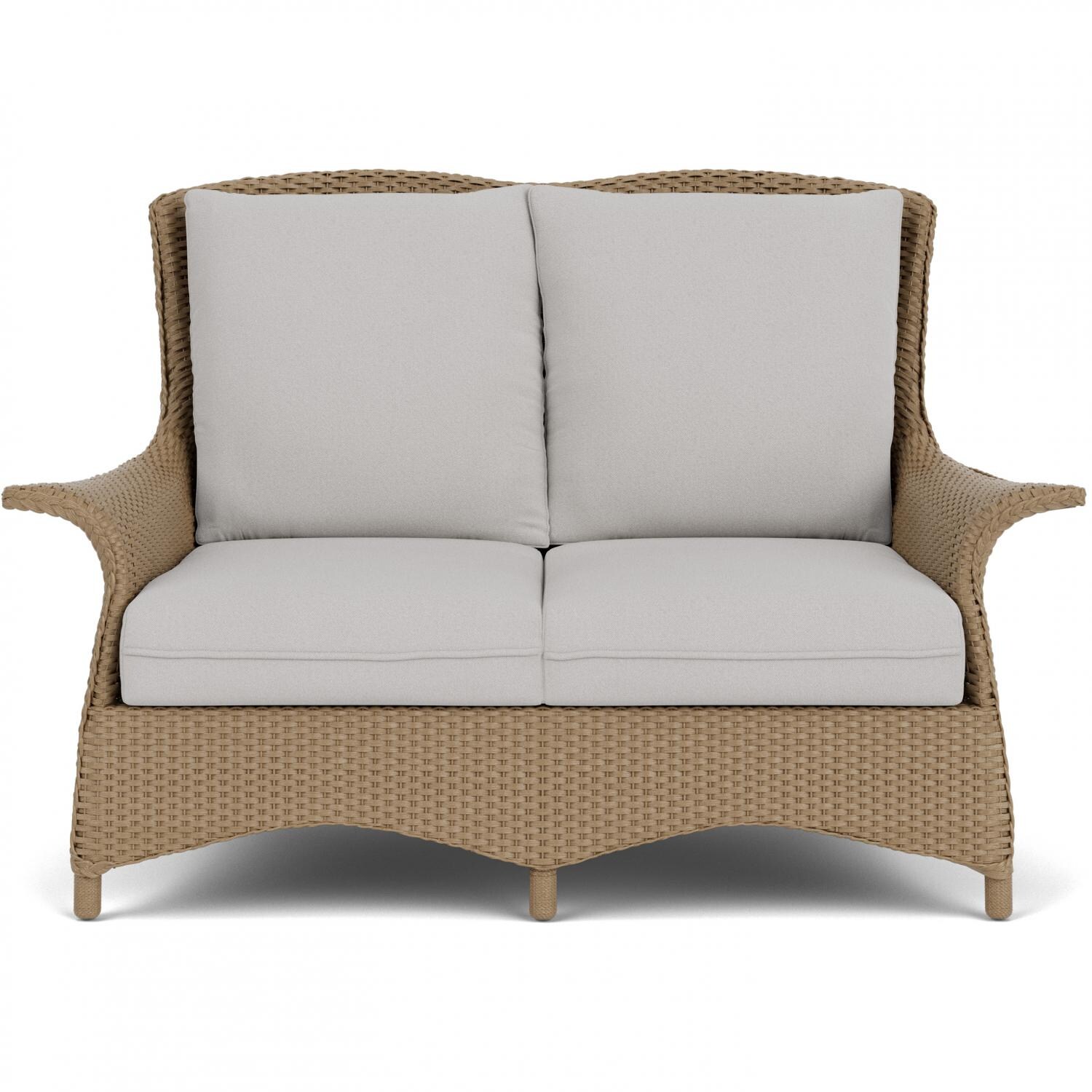 Lloyd Flanders Mandalay Loveseat in Fawn Finish with Tundra Dove fabric thumbnail