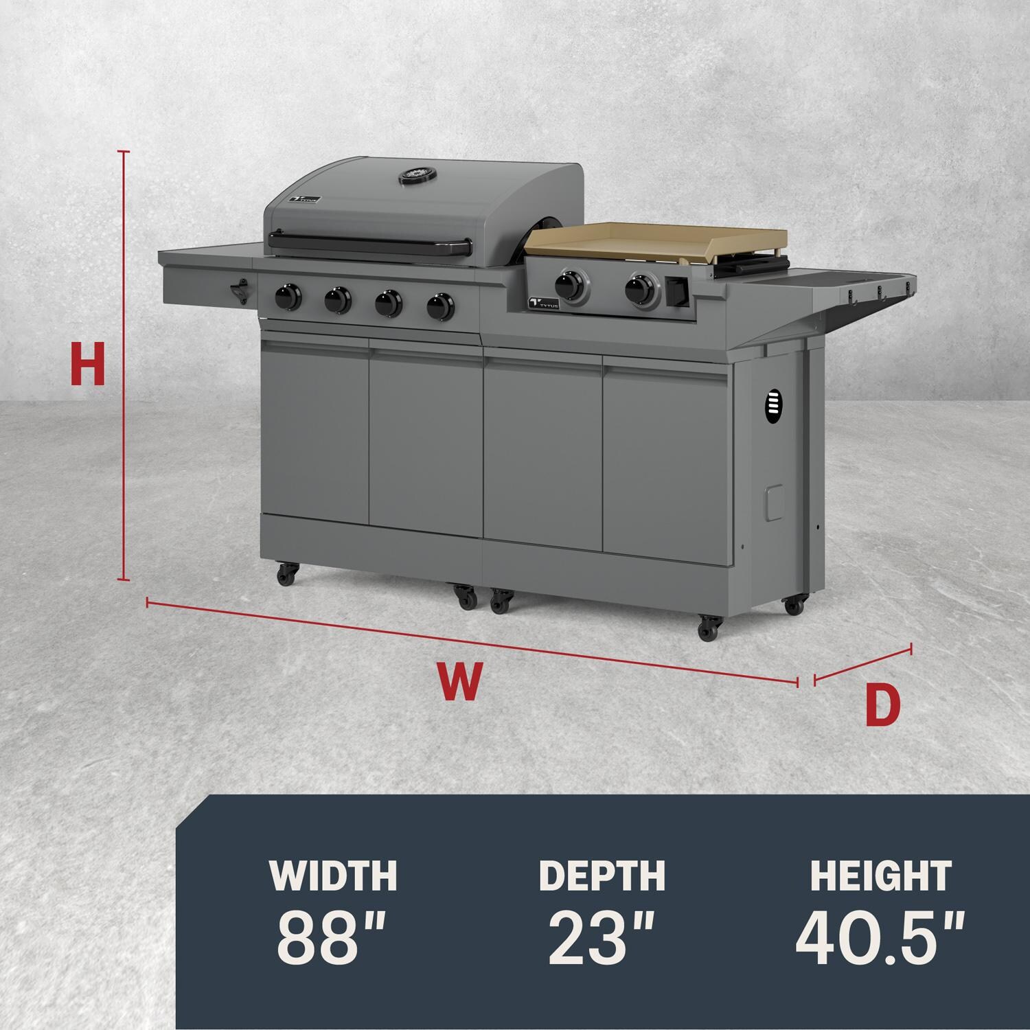 TYTUS TDT-BUN-013 Modular Duo w/ 4-Burner Gas Grill & 2-Burner Gas Griddle - Dimensions - Dimensional thumbnail
