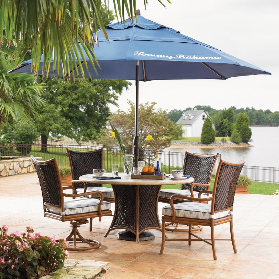 Island Estate Lanai 5 Piece Wicker Dining Set W/ Sunbrella Fabric By