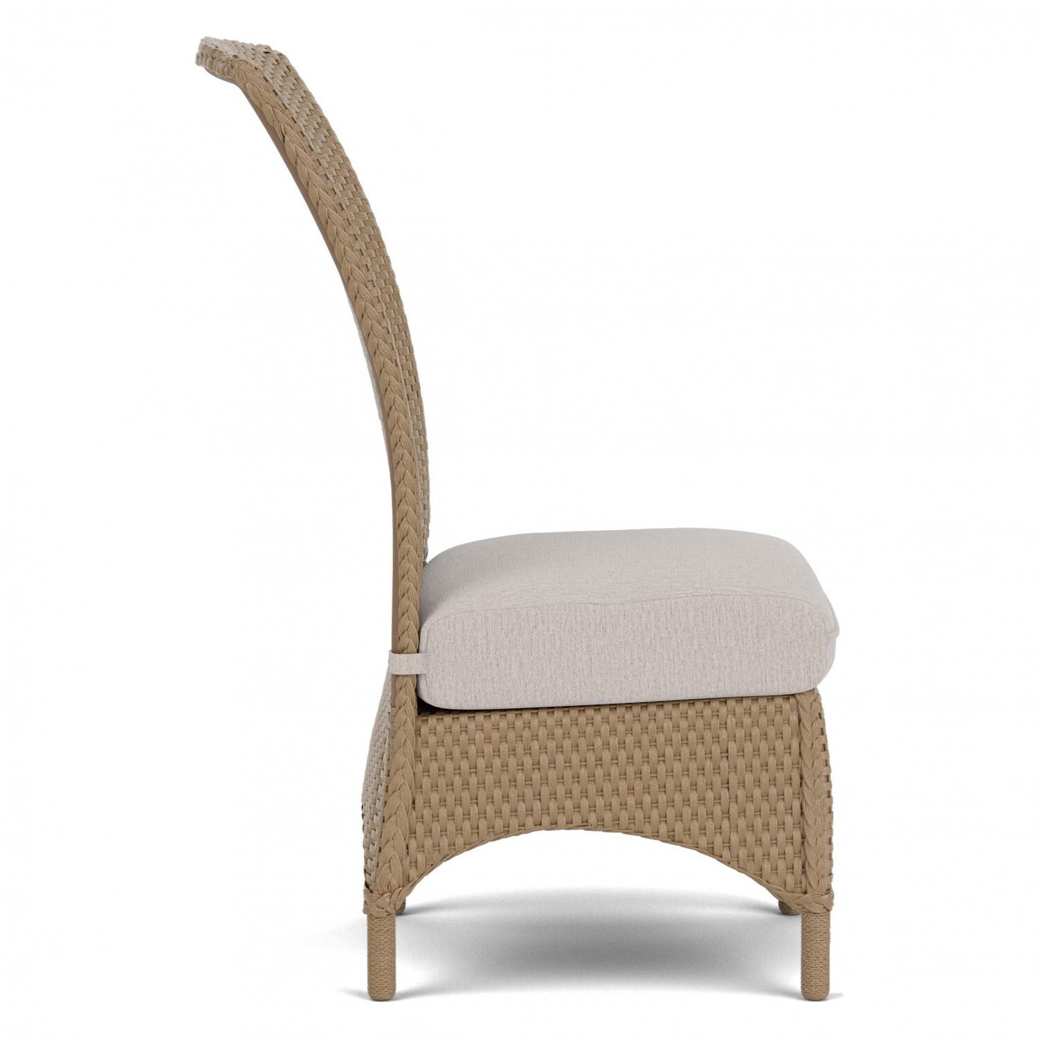 Lloyd Flanders Mandalay Armless Dining Chair in Fawn Finish with Sailcloth Salt Fabric - Side thumbnail