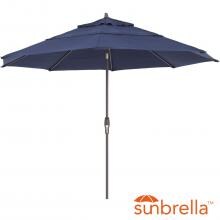 11 Ft. Octagonal Aluminum Auto Tilt Patio Umbrella W/ Crank Lift & Double Vent By Lakeview Outdoor Designs - Bronze Frame / Sunbrella Canvas Navy Canopy image