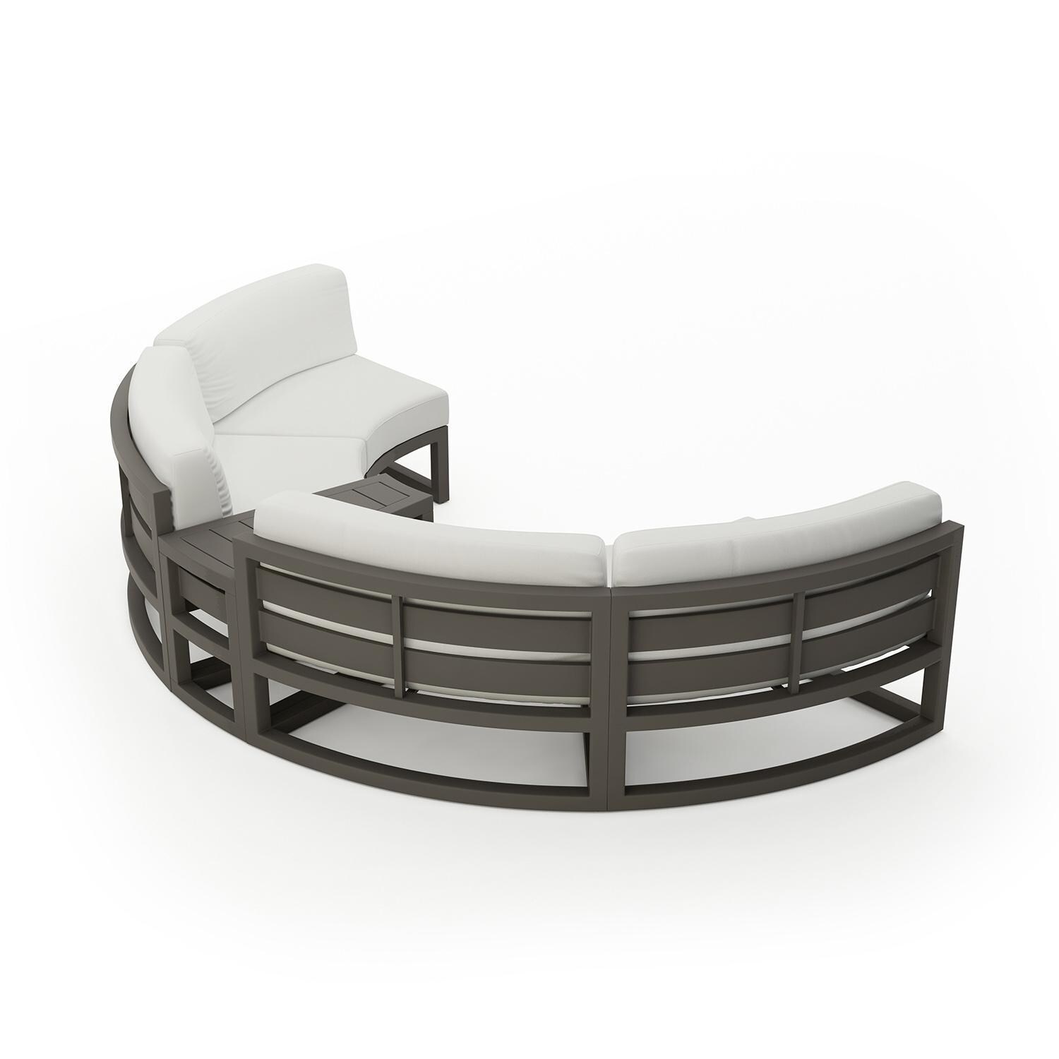 Misty Cove 3 Piece Curve Sectional Set in Slate w/End Table & Canvas Natural Cushions by Lakeview - Back View - White Background thumbnail