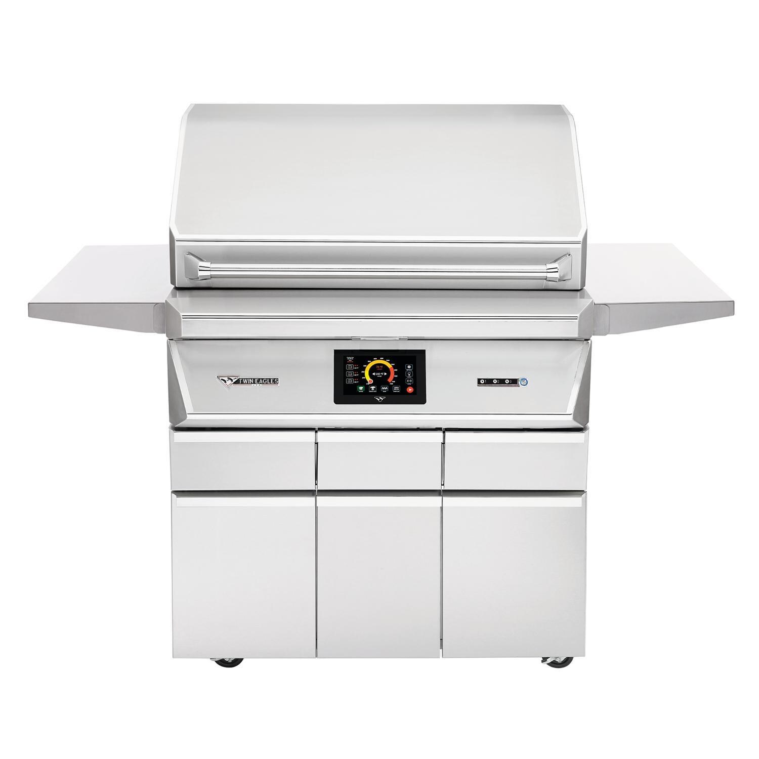 Twin Eagles 36-in Stainless Steel Pellet Grill & Smoker On Deluxe Cart - White Background thumbnail