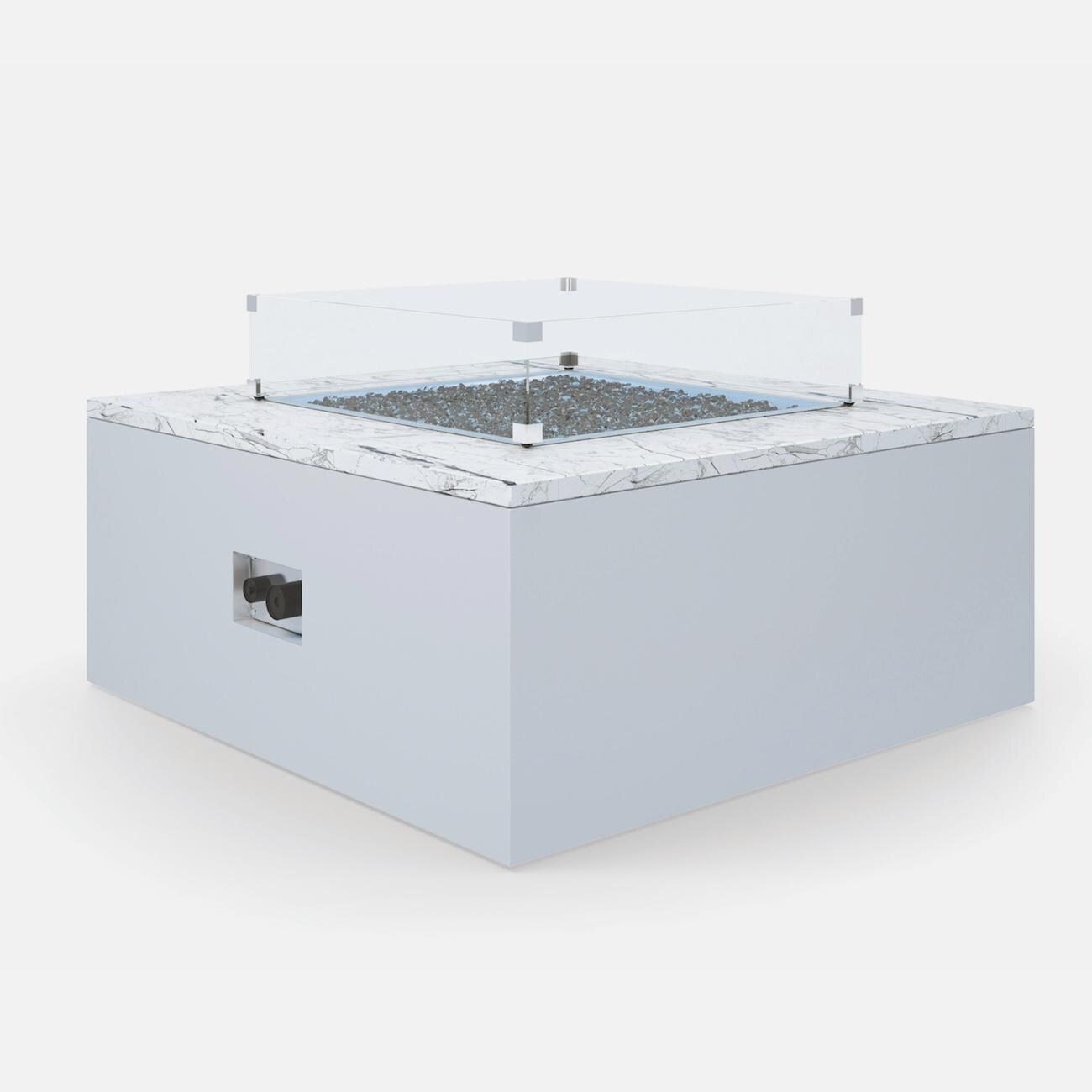 Bazaar 42 Inch Square Aluminum Propane Fire Pit in Gray by Sunset West