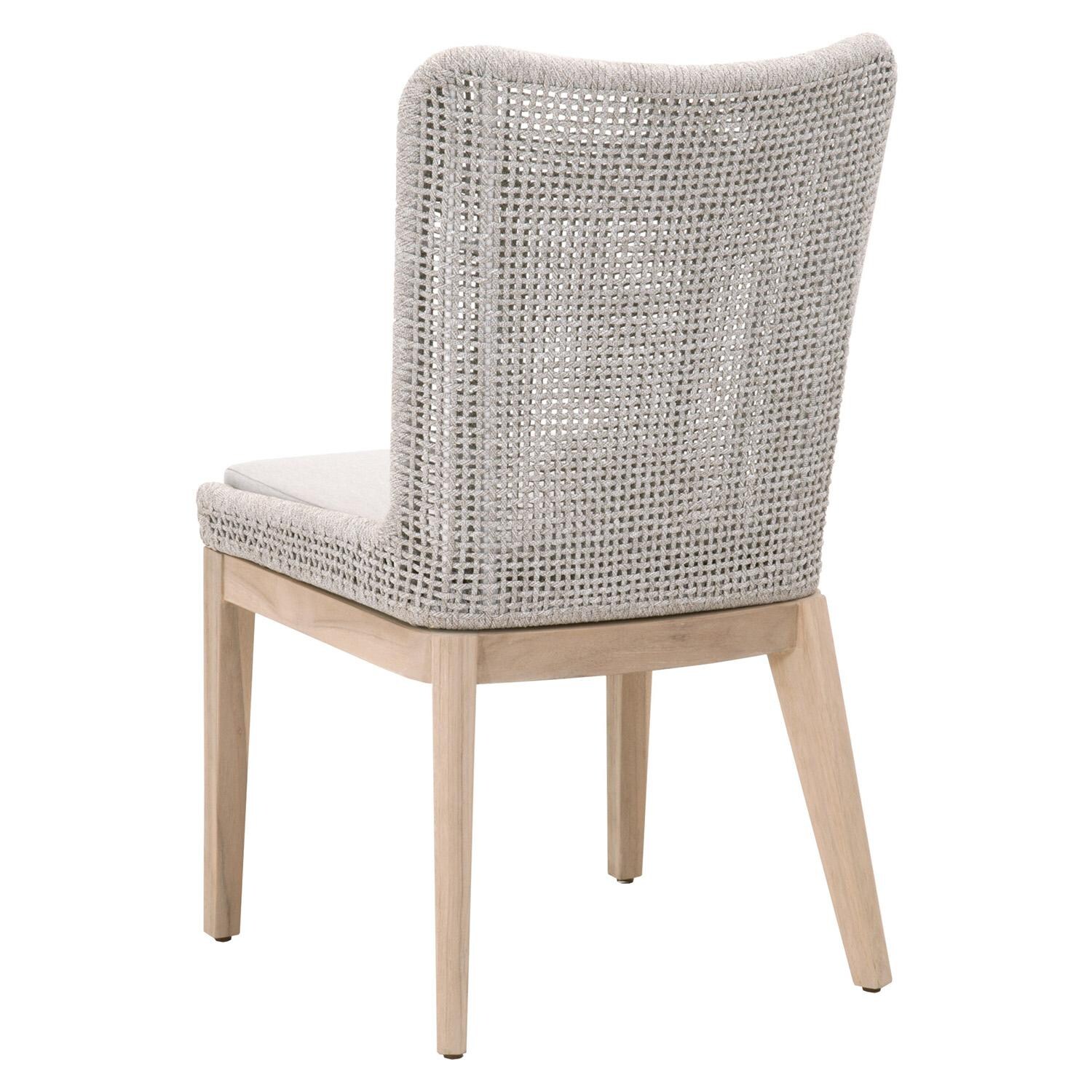 Lakeview Corbin Bay 2 Pc Woven Rope Dining Side Chair in Taupe & White - Back Angle View thumbnail