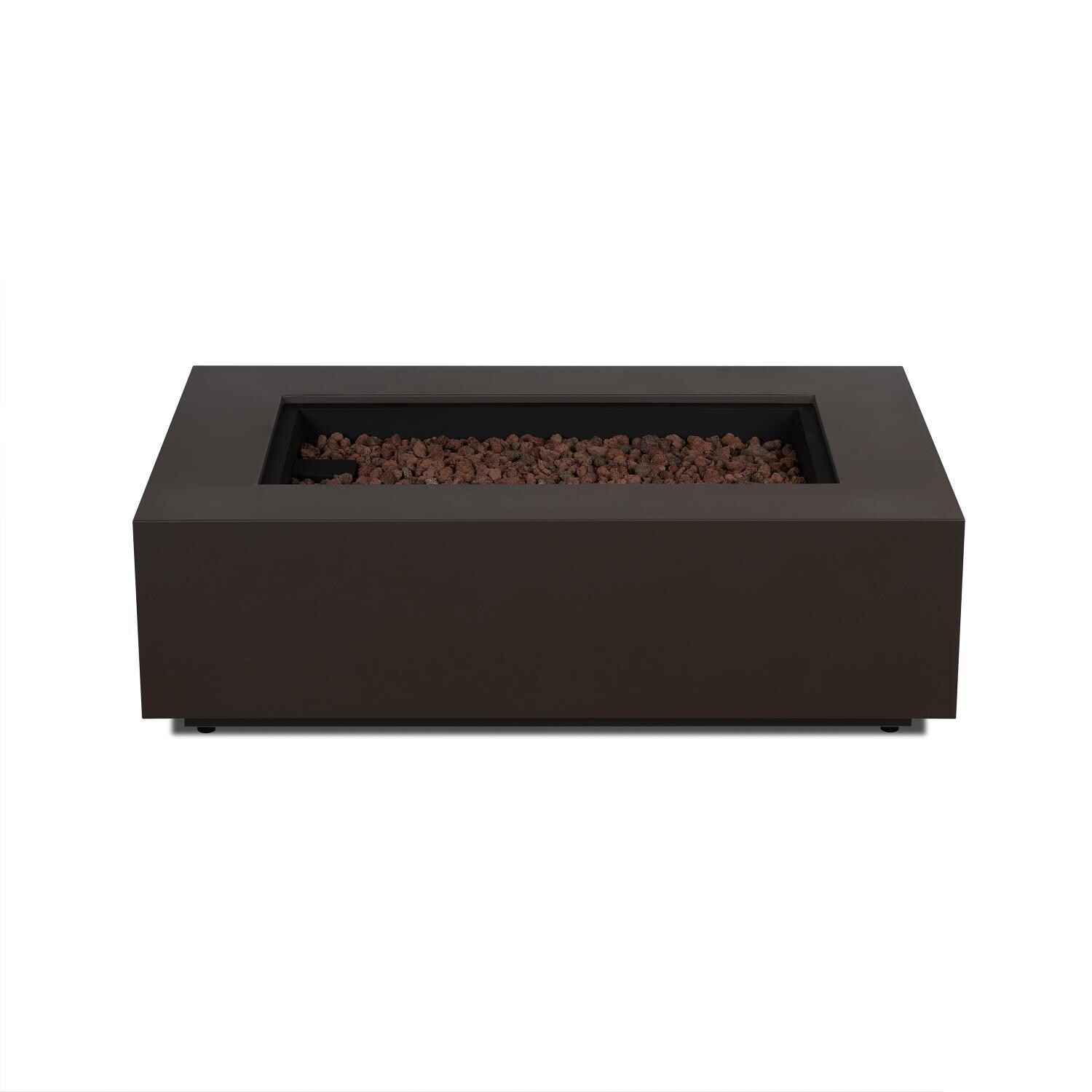 Elysian 50-in Rectangular Steel Propane Fire Pit Table in Dark Bronze by Lakeview Outdoor Designs - Top View - White Background thumbnail