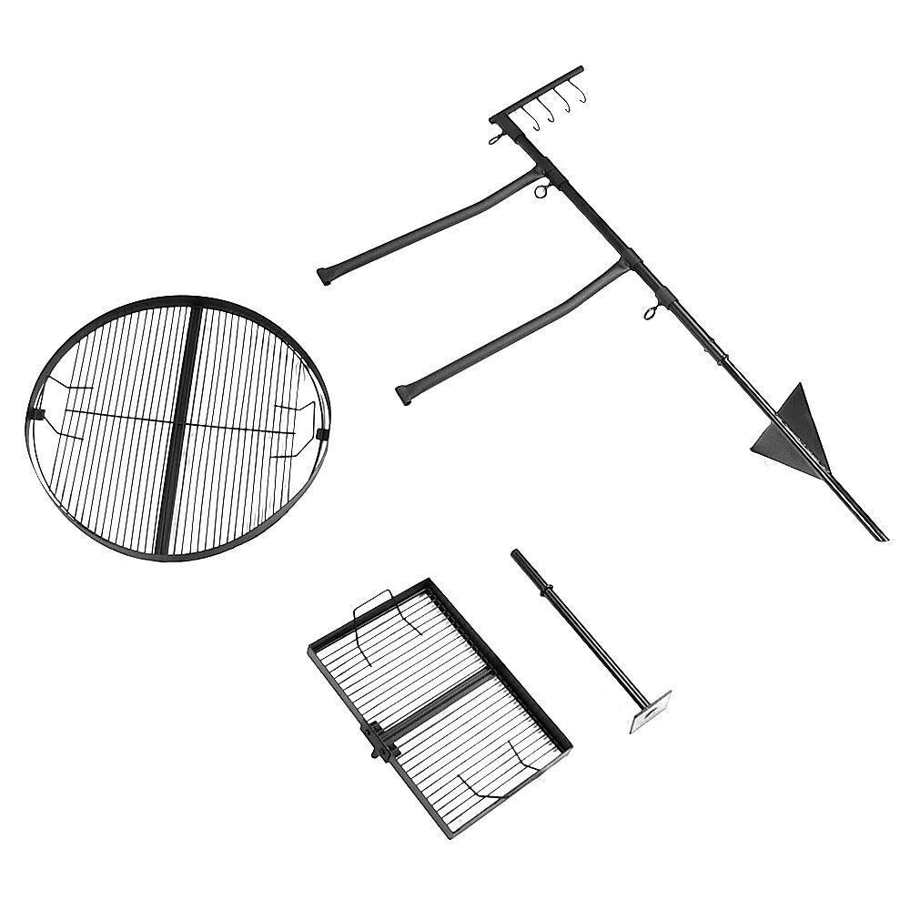 Ultimate Patio Steel Dual Fire Pit Campfire Cooking Grill System - Dismantled thumbnail