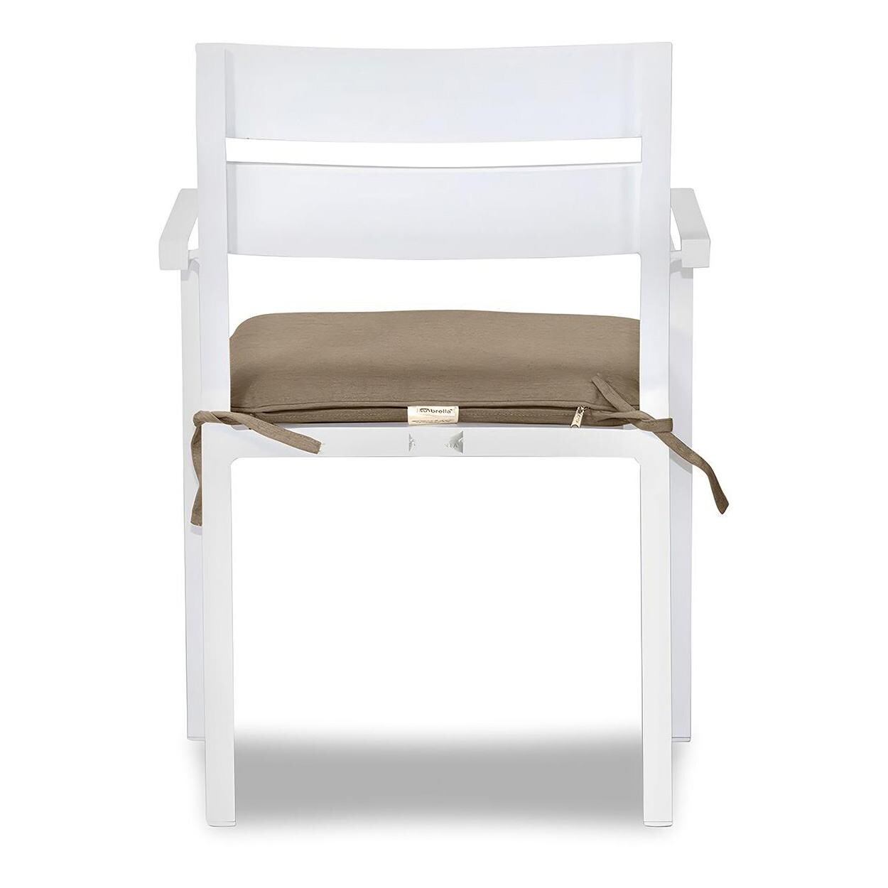 Calm Bay Aluminum Dining Arm Chair in White/Heather Beige by Lakeview Outdoor Designs - Back - White Background thumbnail