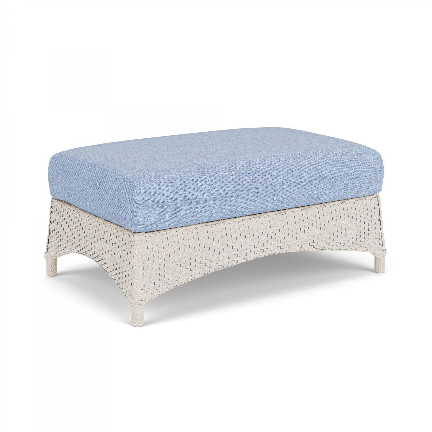 Lloyd Flanders Mandalay Large Ottoman in Antique White Finish with Demo Skyway Fabric - Angled thumbnail