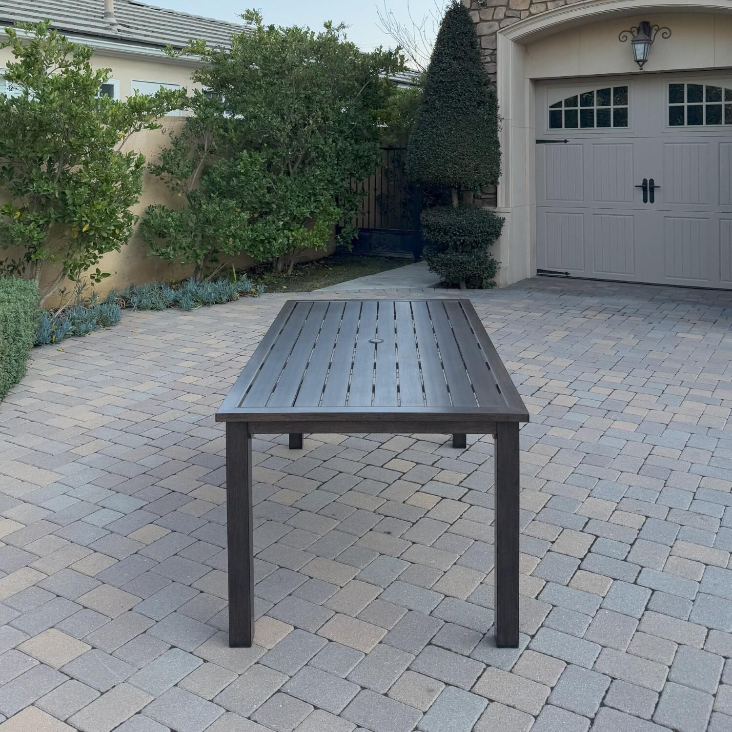 Atlantis 70-in Walnut Aluminum Dining Table by Darlee - Wide View - Lifestyle thumbnail