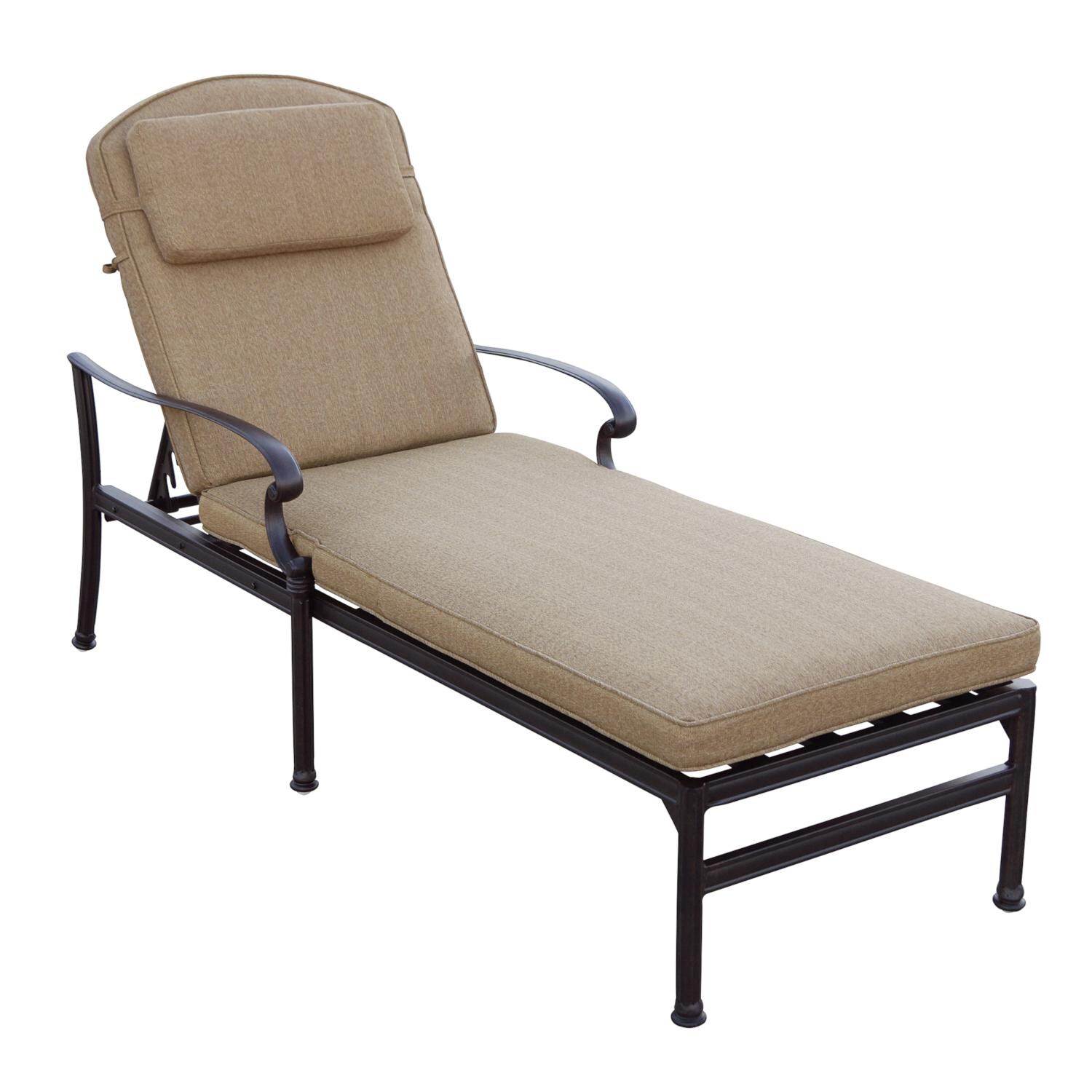 Darlee 201010-3PC-3360RQ Santa Barbara 3 Piece Cast Aluminum Patio Chaise Lounge Set W/ Ice Bucket Insert & Sesame Cushions - Chaise Lounge thumbnail