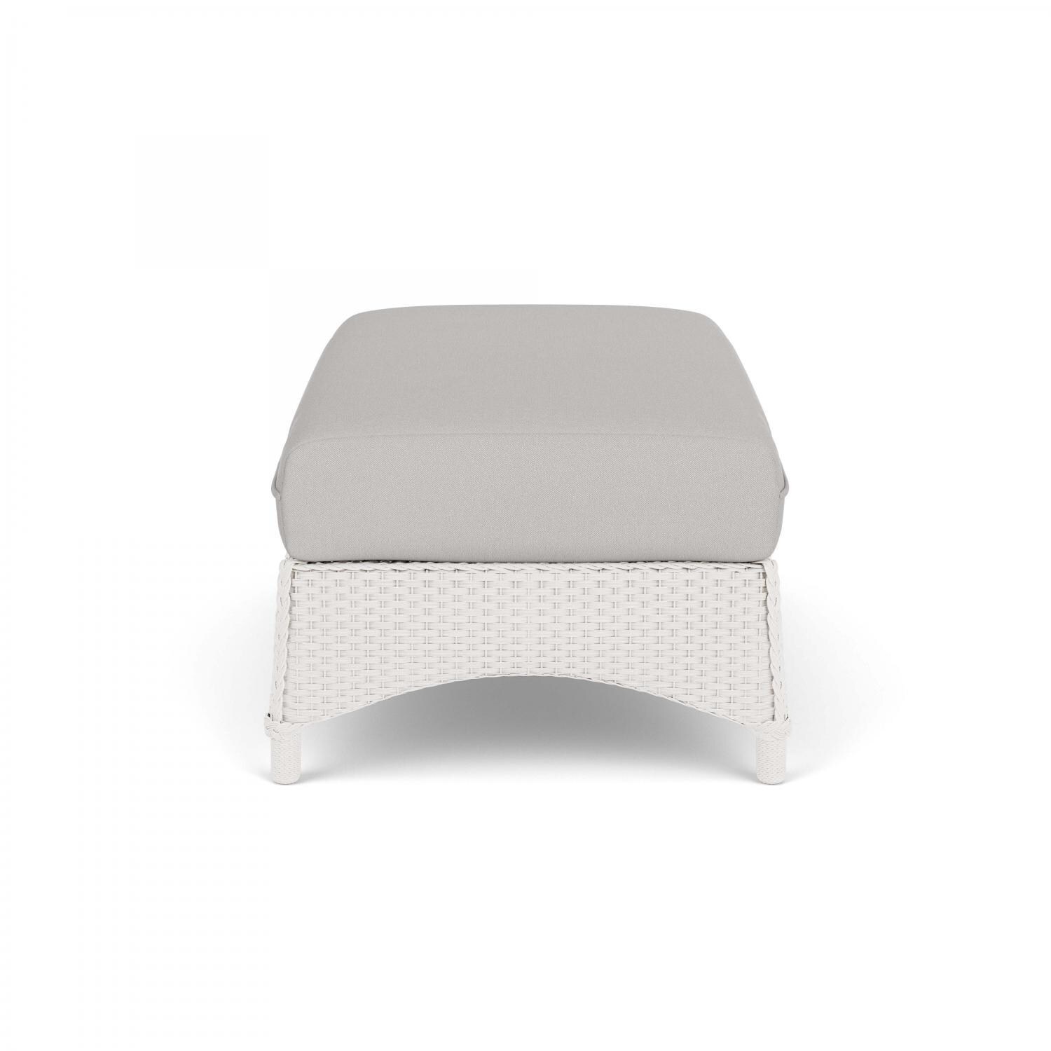 Lloyd Flanders Mandalay Large Ottoman in White Finish with Tundra Dove fabric - Side thumbnail