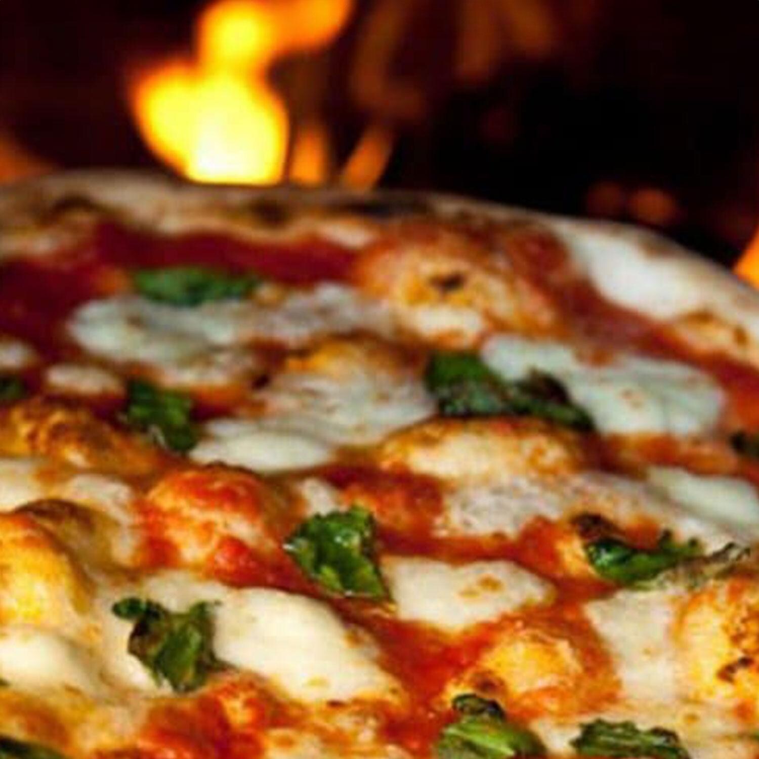 XO Appliance XOPIZZA1CA PIZZA1 Countertop Wood-Fired Pizza Oven in Carbona - Baked Pizza - Lifestyle thumbnail