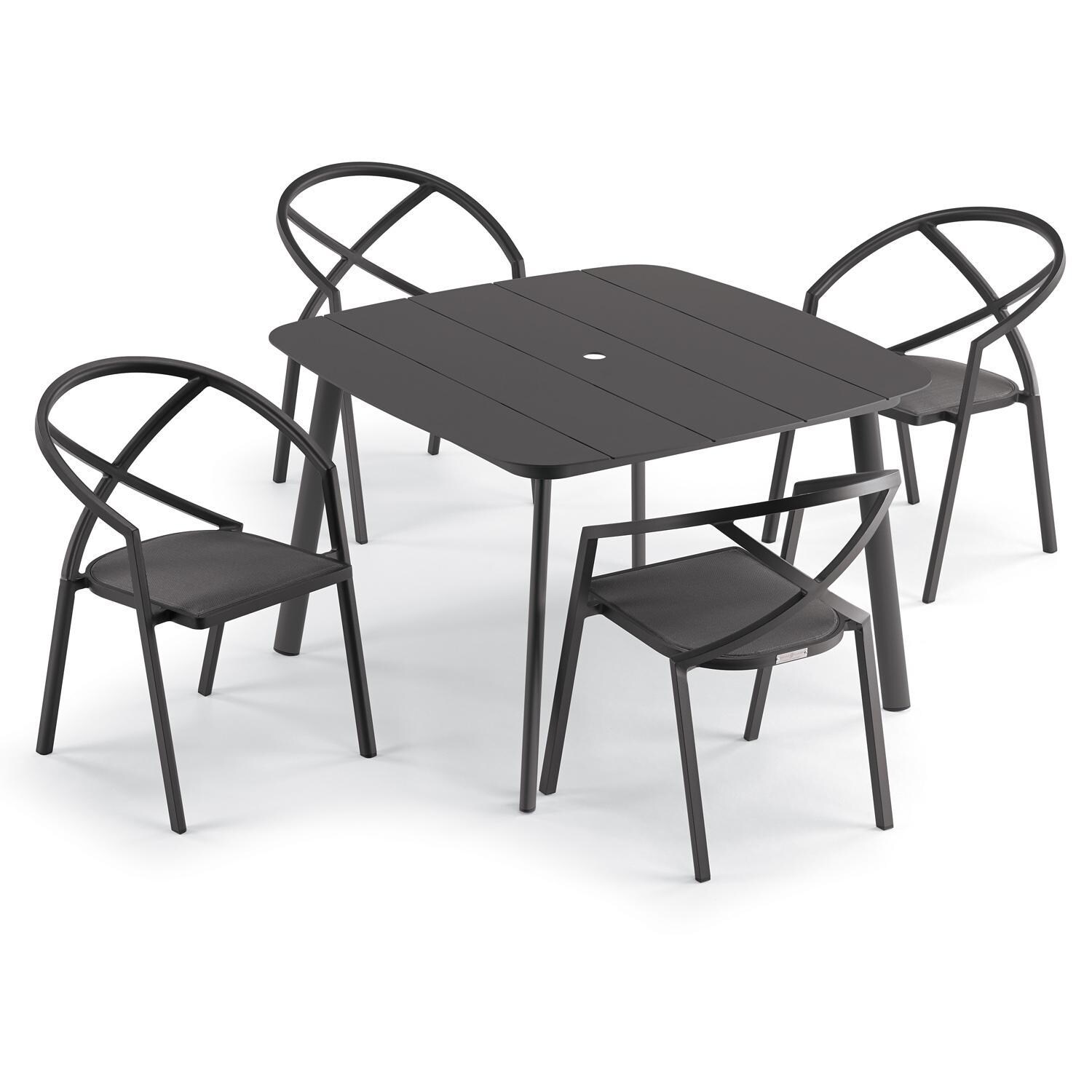 Oxford Garden Azal 5 Pc Aluminum Dining Set in Carbon - Top View thumbnail