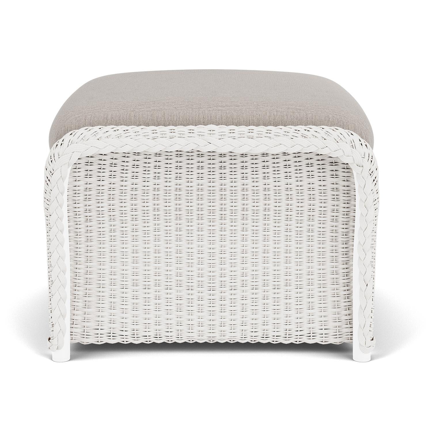 Lloyd Flanders Weekend Retreat Woven Ottoman in White Finish W/ Remy Cloud Fabric - Side thumbnail