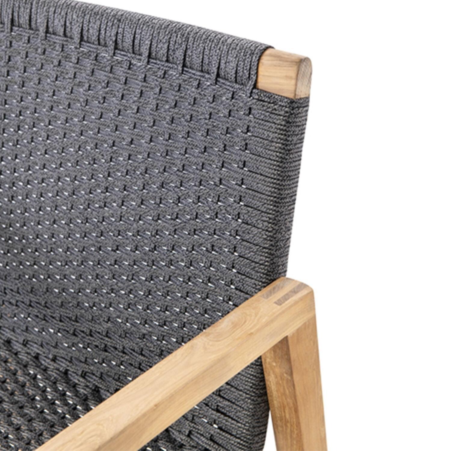 Admiral Rope Sofa in Charcoal Grey by Royal Teak Collection - Teak & Rope Detail - White Background thumbnail