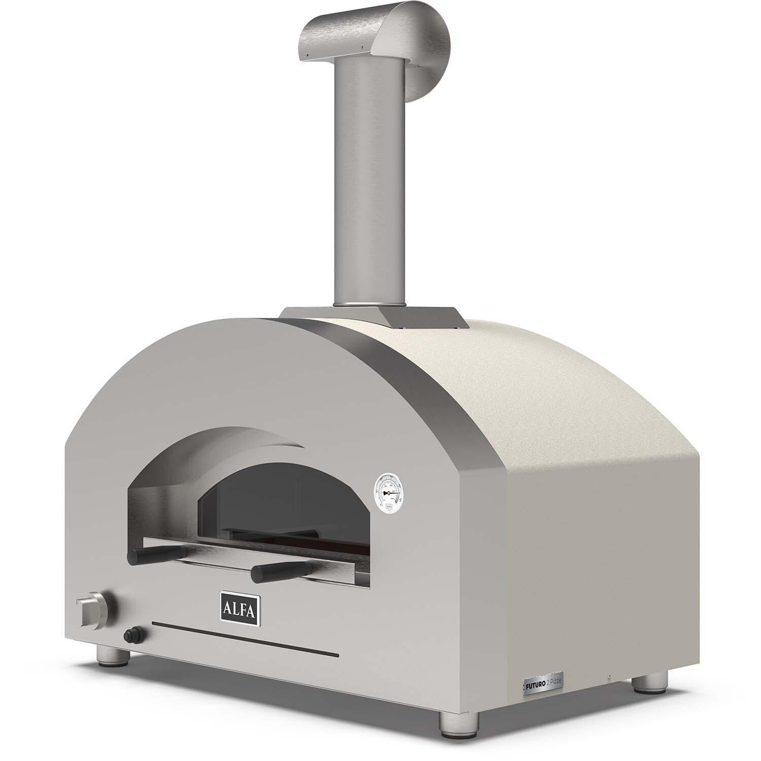 Alfa FXFT-2P-MWS-U Futuro 2 Pizze Natural Gas Pizza Oven - White Stone - Right Angled View - White Background thumbnail