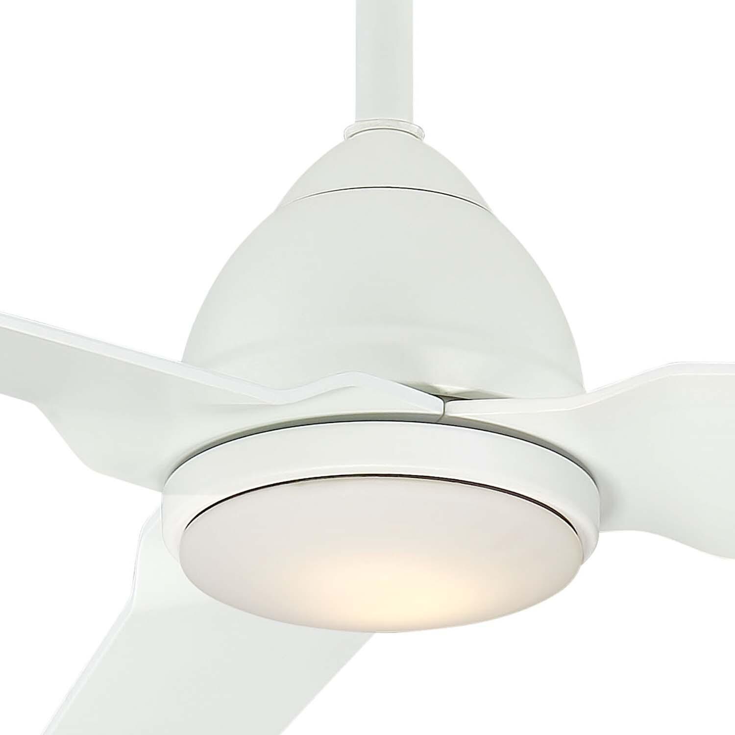 Minka-Aire F753L-WHF Java 54-Inch 3-Blade Ceiling Fan in Flat White Finish w/ Flat White Blades & Etched Opal Glass - Closeup thumbnail