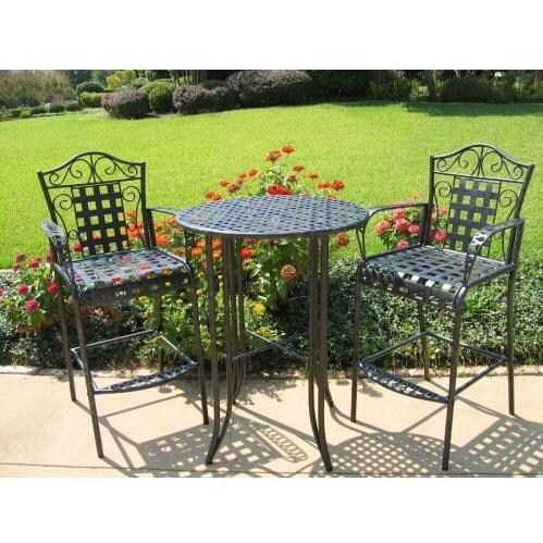 International Caravan Mandalay 2-Person Wrought Iron Bar Set - Antique Black