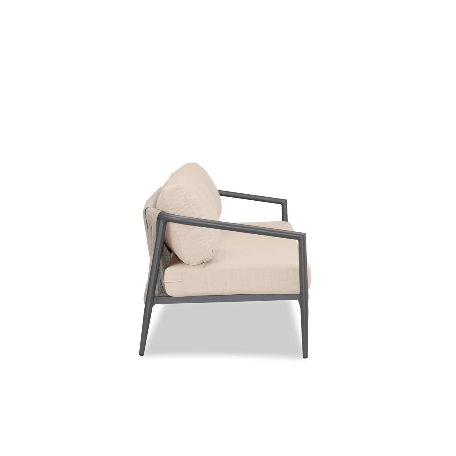 Lakeview Midnight Cove 3 Person Aluminum Sofa in Slate/Pebble Gray/Canvas Flax - Side - White Background thumbnail