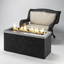 The Outdoor GreatRoom Company Key Largo 54-Inch Linear Natural Gas Fire Pit Table with 42-Inch Crystal Fire Burner - Stainless Steel - Ships As Propane With Conversion Fittings - KL-1242-SS-NG
