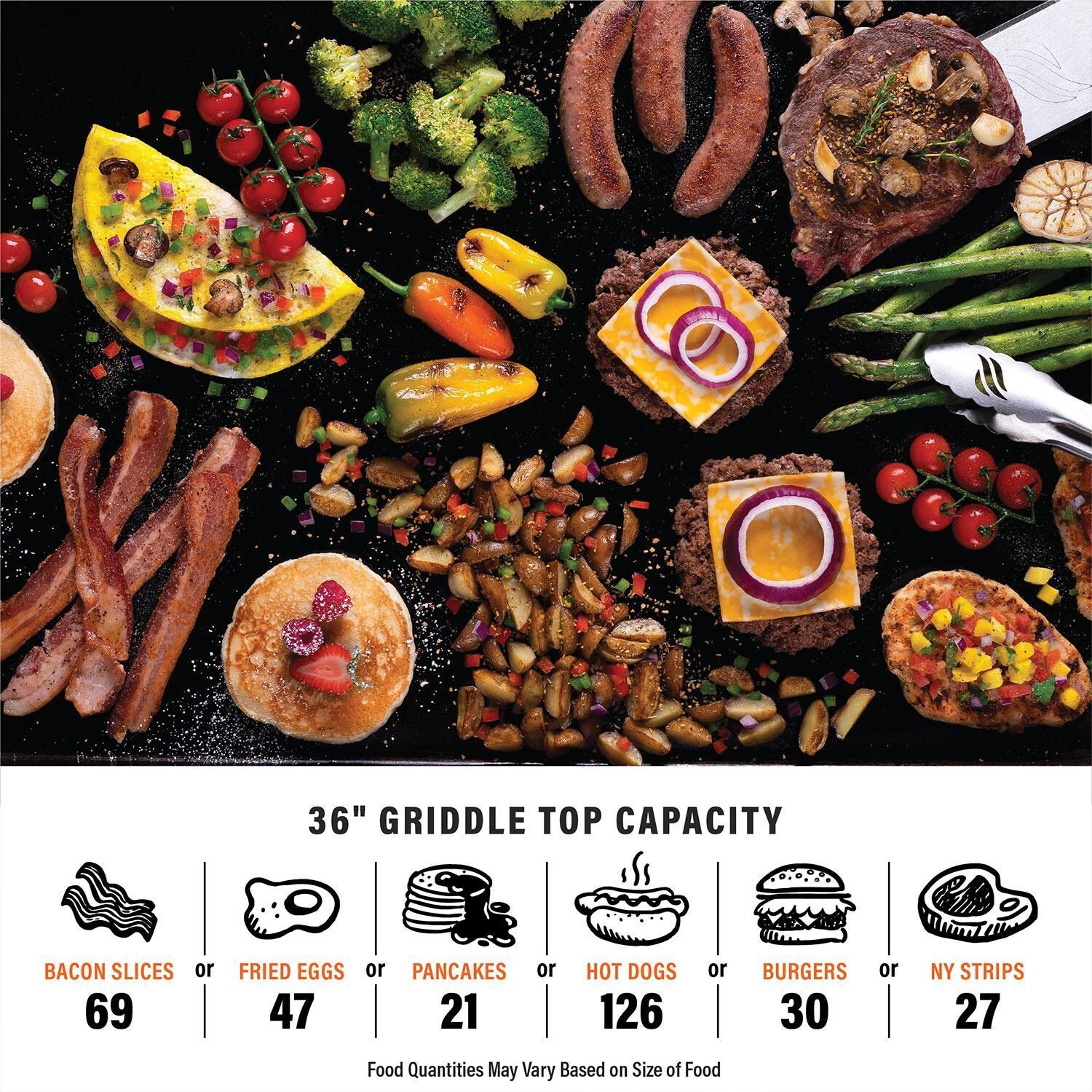Blackstone 1923 Patio 36 Inch Griddle Cooking Station W/ Air Fryer - Food Capacity - Detail thumbnail