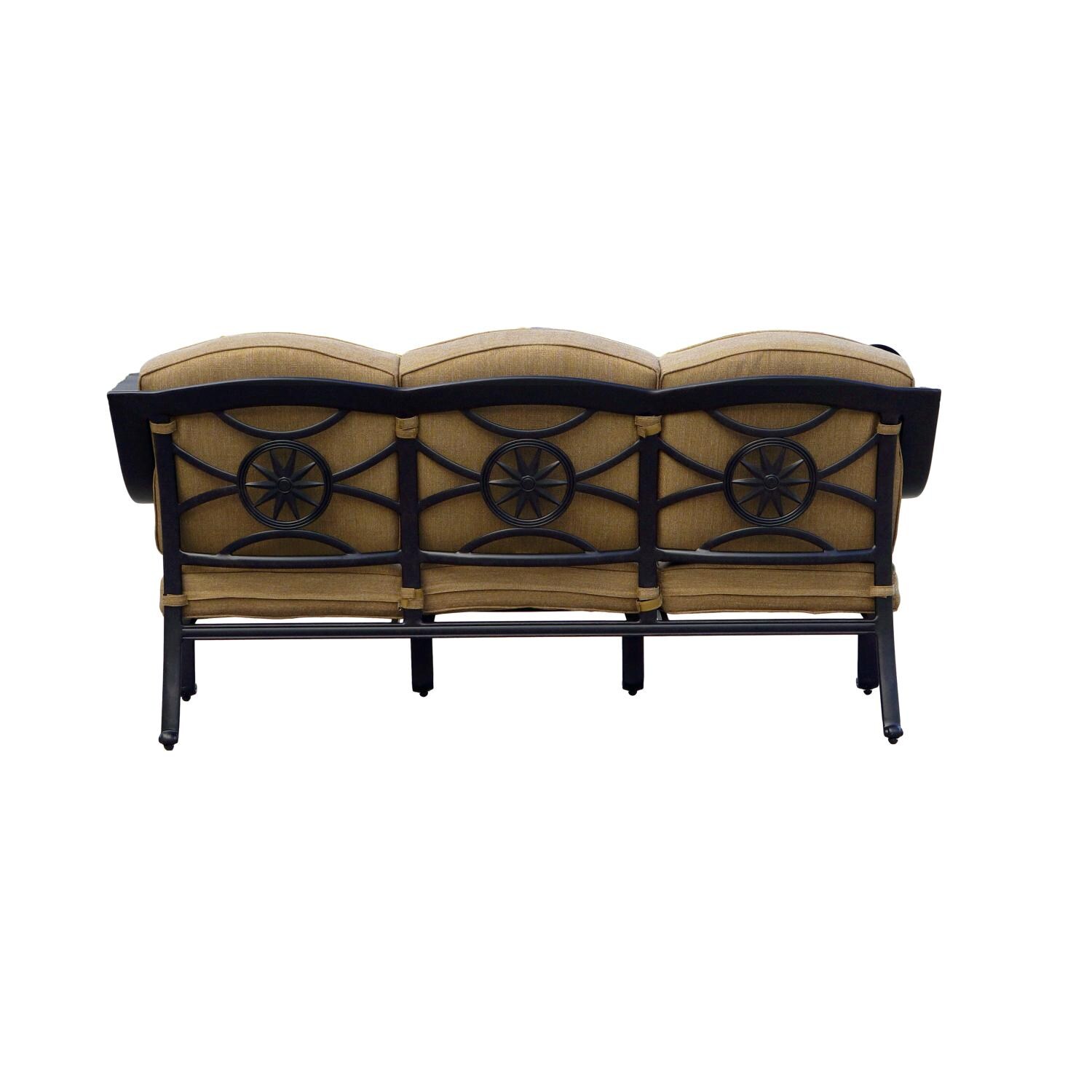 Ten Star 4 Pc Cast Aluminum Seating Set in Antique Bronze/Sesame by Darlee - Sofa - White Background thumbnail