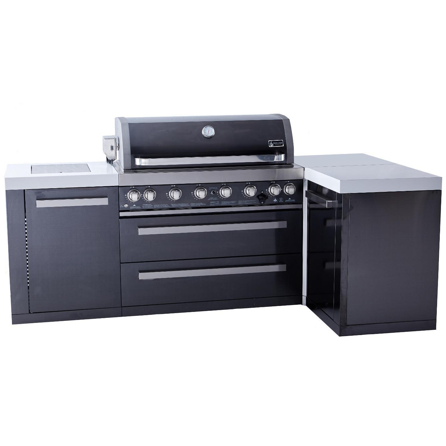Mont Alpi - MAi805-BSS90C - Deluxe 90 Degree Gas Island Grill - Black Stainless Steel - With Updated Hood & Knobs - White Background thumbnail