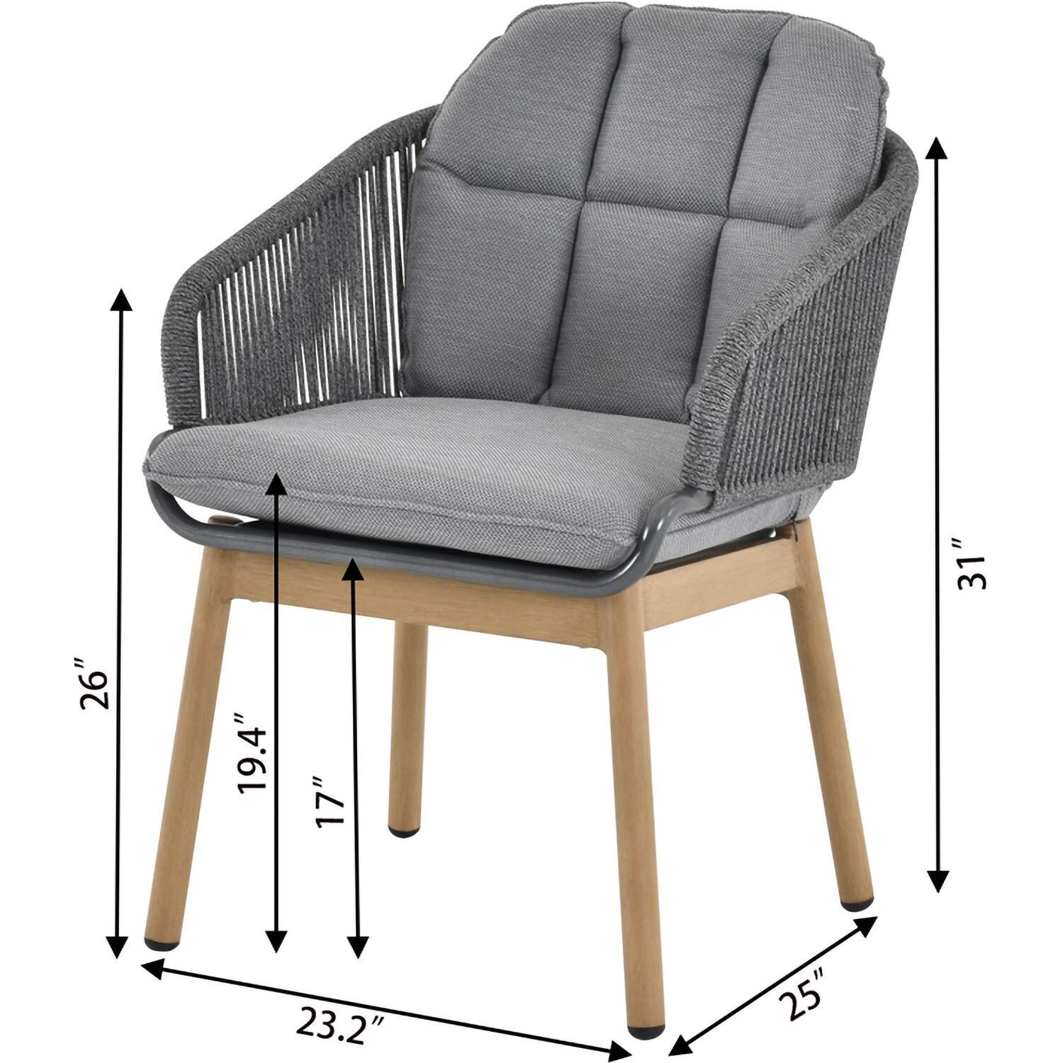 Lakeview Outdoor Designs LV-348-7 Lake Charles 7 Pc Aluminum Dining Set in Gray - Chair - Dimensional thumbnail