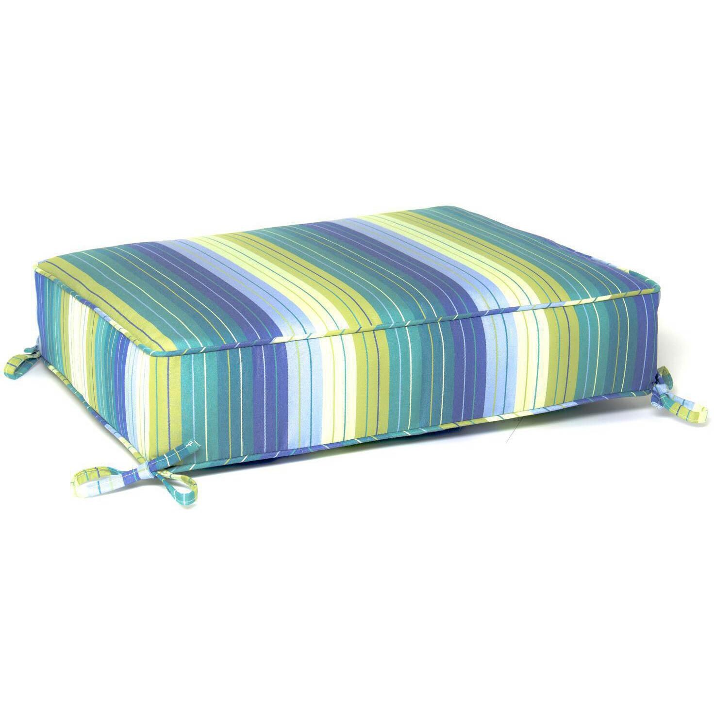 Sunbrella Seville Seaside Small Outdoor Replacement Ottoman Cushion W/ Piping By BBQGuys Signature