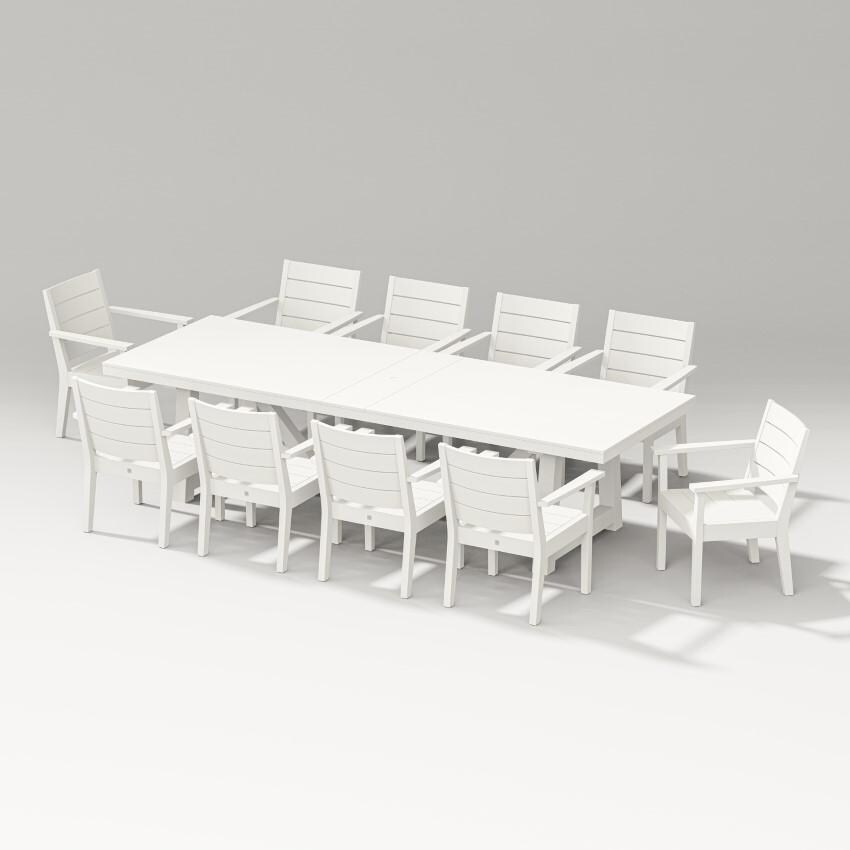 Latitude 11 Pc A-Frame Table Dining Set in Vintage White by PW Designer Series - White Background thumbnail