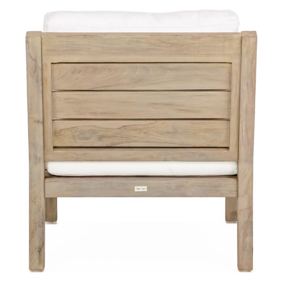 Teak + Table Monday Brushed Teak Patio Club Chair in Natural - Back View - White Background thumbnail
