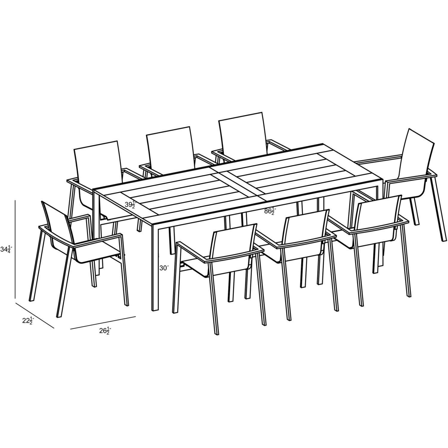 Spring Bay 8 Seat Extendable Reclaimed Teak Dining Set - Dimensional thumbnail