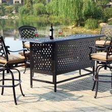 Darlee Sedona 5 Piece Cast Aluminum Patio Party Bar Set With Swivel Bar Stools - Antique Bronze image