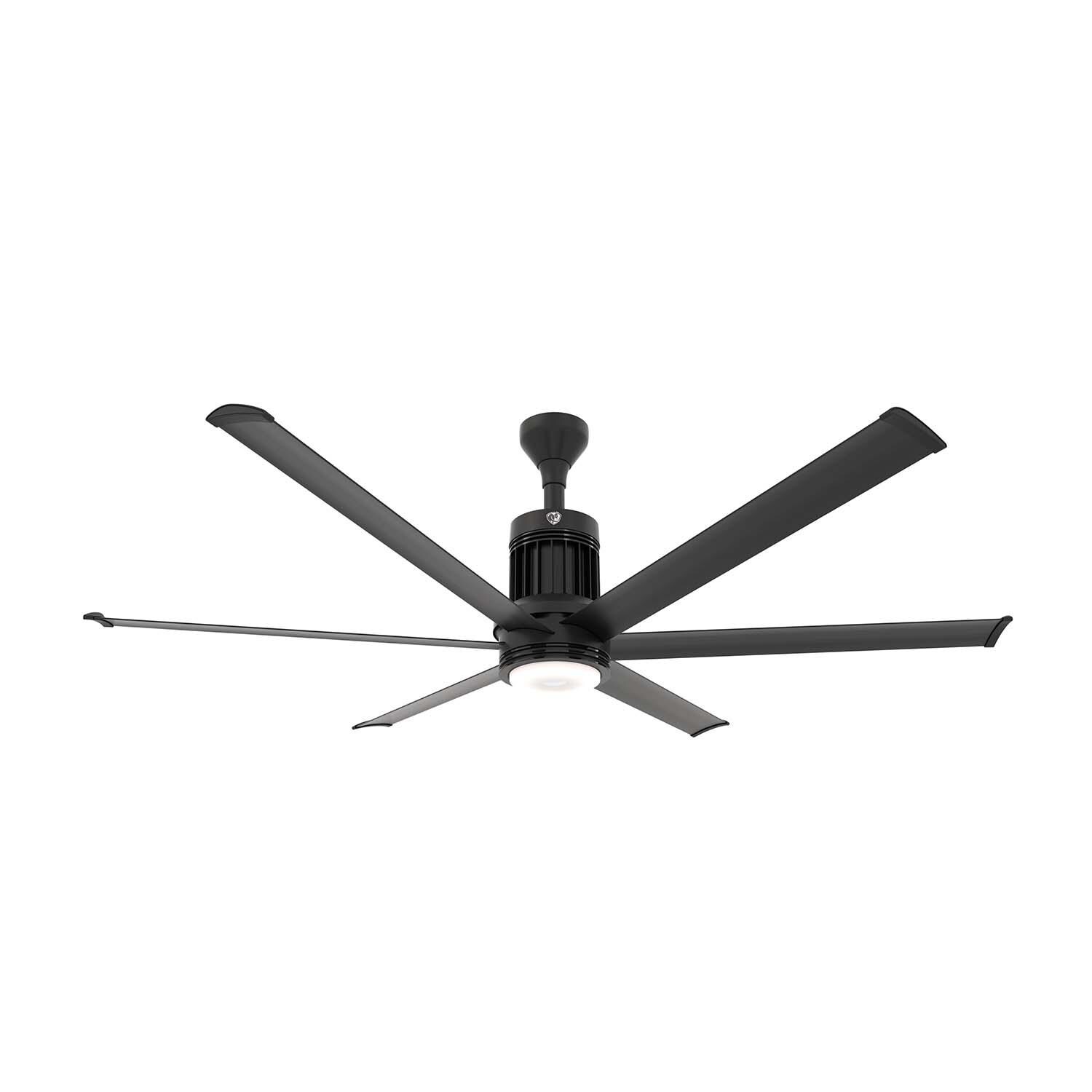 72-Inch i6 Ceiling Fan Universal Mount W/6-Inch Ext Tube Black by Big Ass Fans - With Light On thumbnail