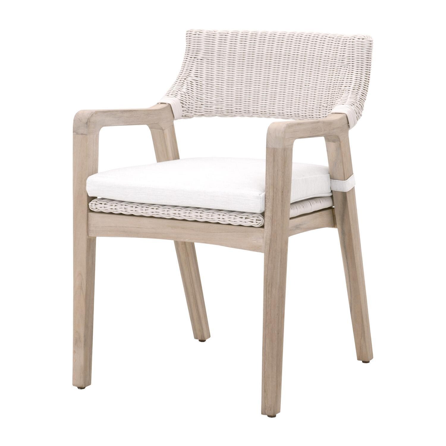 Lakeview Laurabelle Wicker Dining Arm Chair in White Speckle - Angled View thumbnail