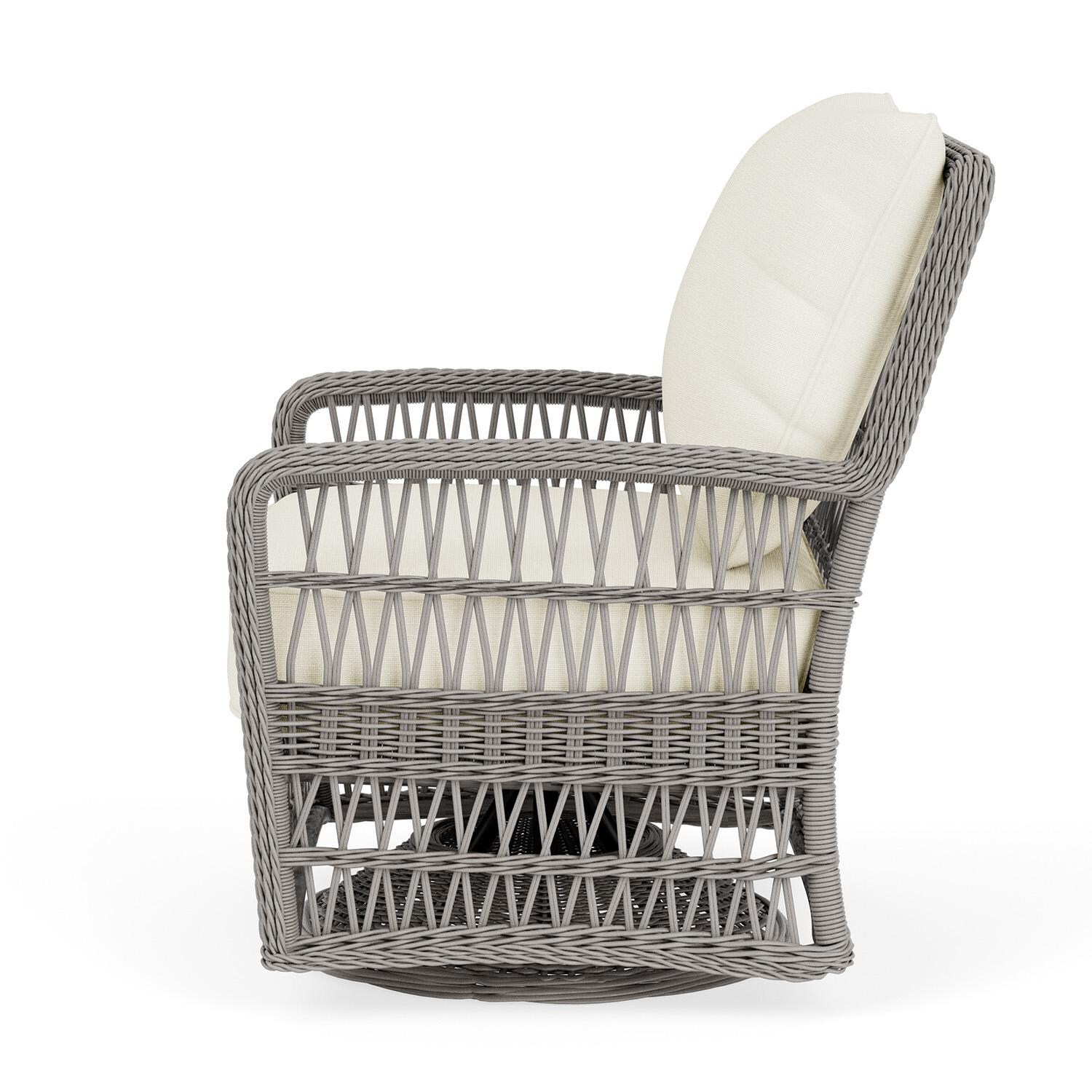 Lloyd Flanders Mackinac Swivel Glider Lounge Chair in Putty Finish with Sailcloth Salt fabric - Left Side thumbnail