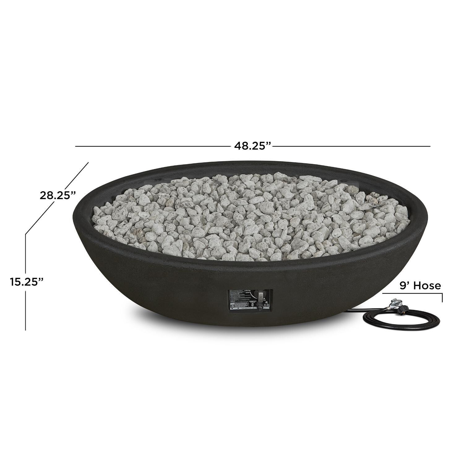 Lakeview Outdoor Designs SC-590NG-SHL Creekwood 48-Inch Oval Natural Gas Fire Bowl - Dimensions