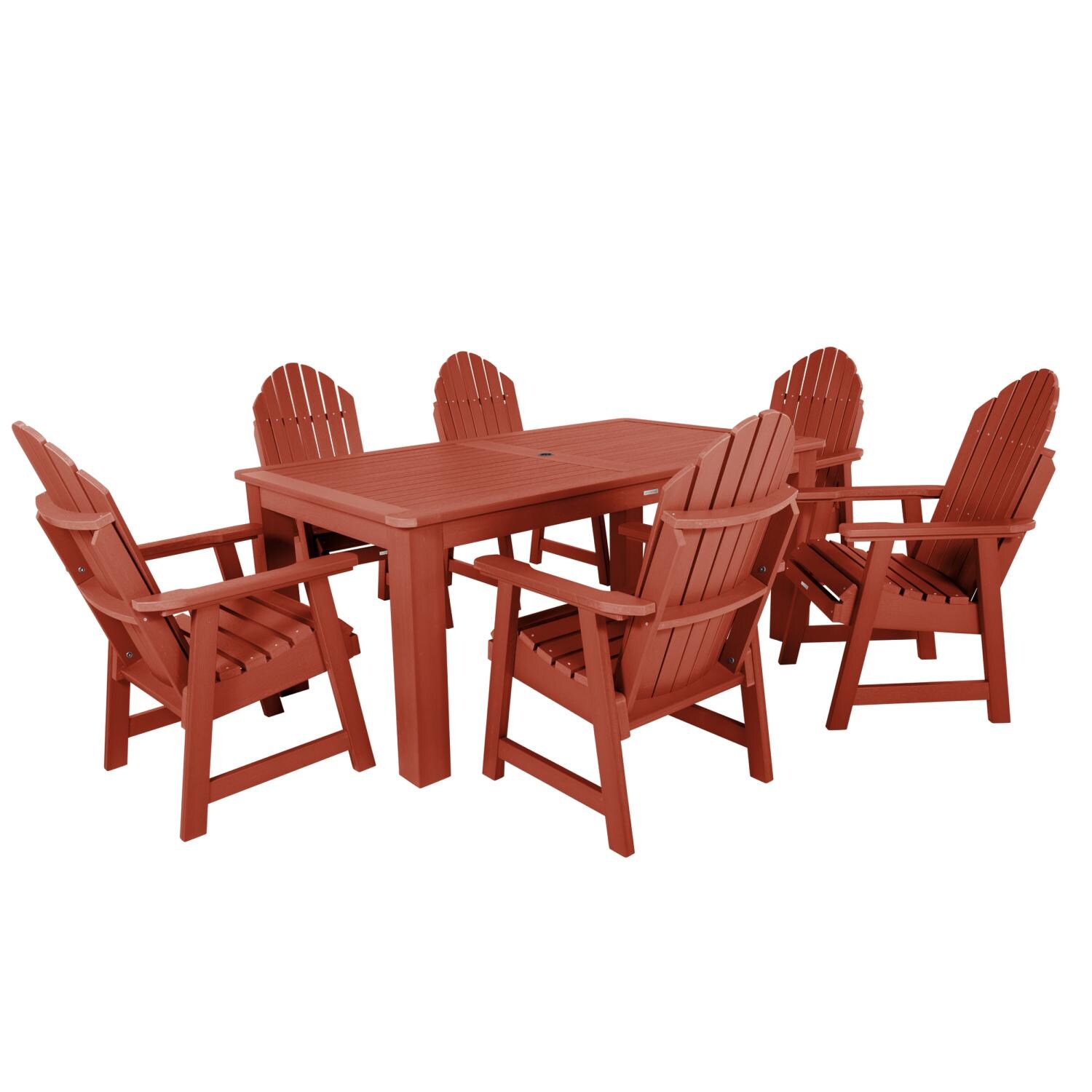 Dream Bay 7 Pc Rectangular Dining Set in Rustic Red By Lakeview Outdoor Designs - White Background thumbnail