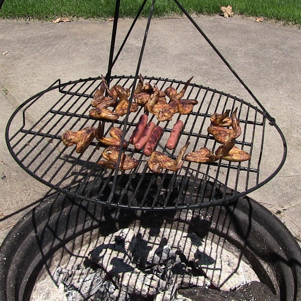 Ultimate Patio 40-Inch Black Fire Pit Cooking Grate for Grilling - Hanging Over the Fire thumbnail