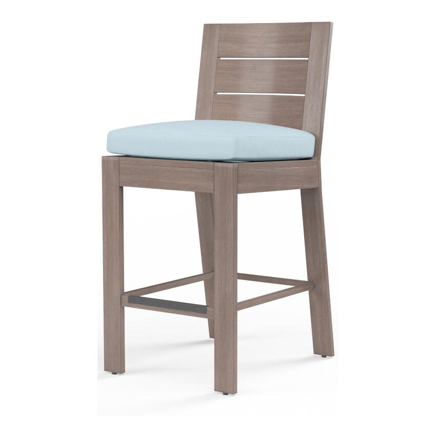 Laguna Aluminum Bar Stool w/ No Welt in Driftwood/Canvas Skyline by Sunset West