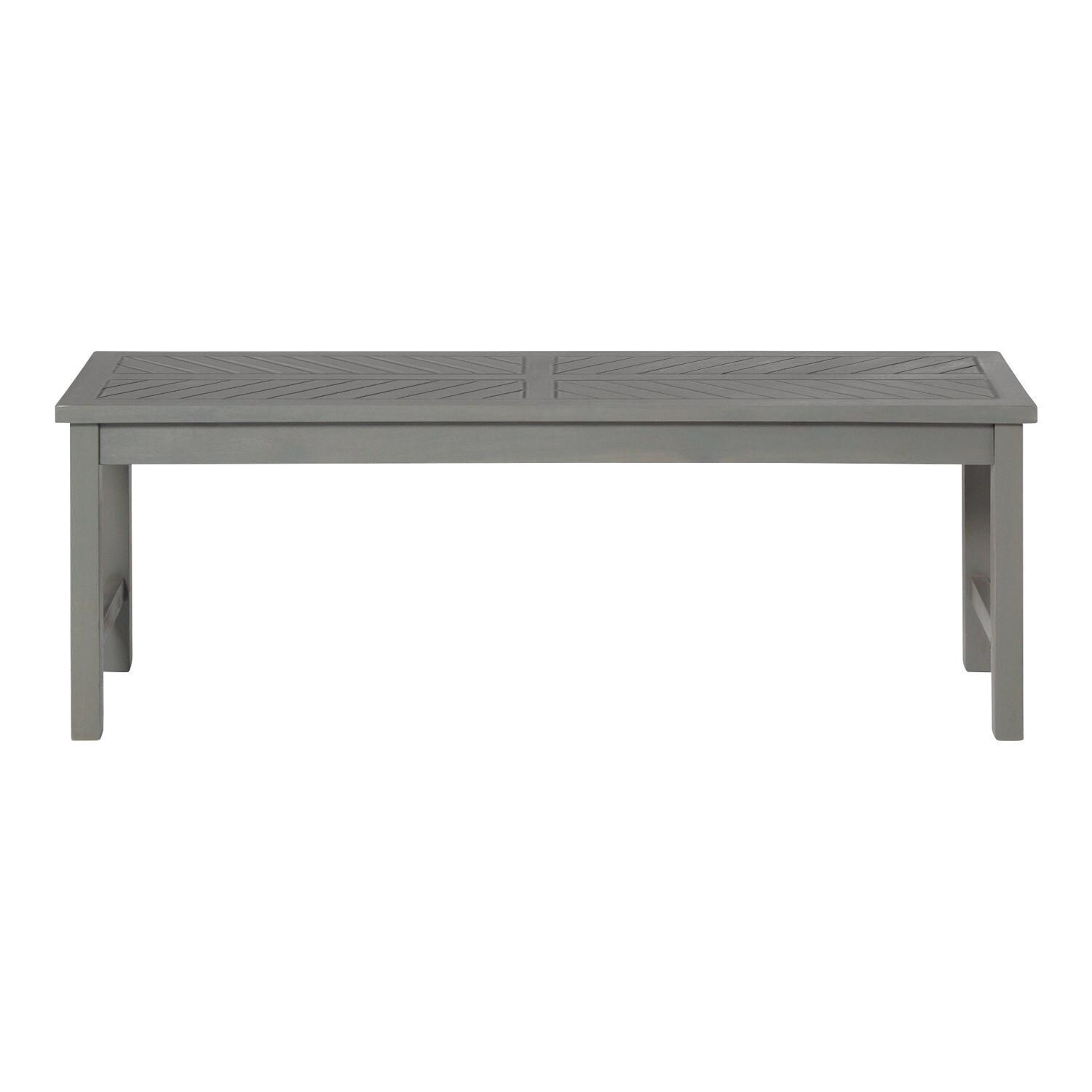 Ultimate Patio Wishlake 53 Inch Acacia Patio Dining Bench - Gray Wash - Front View thumbnail