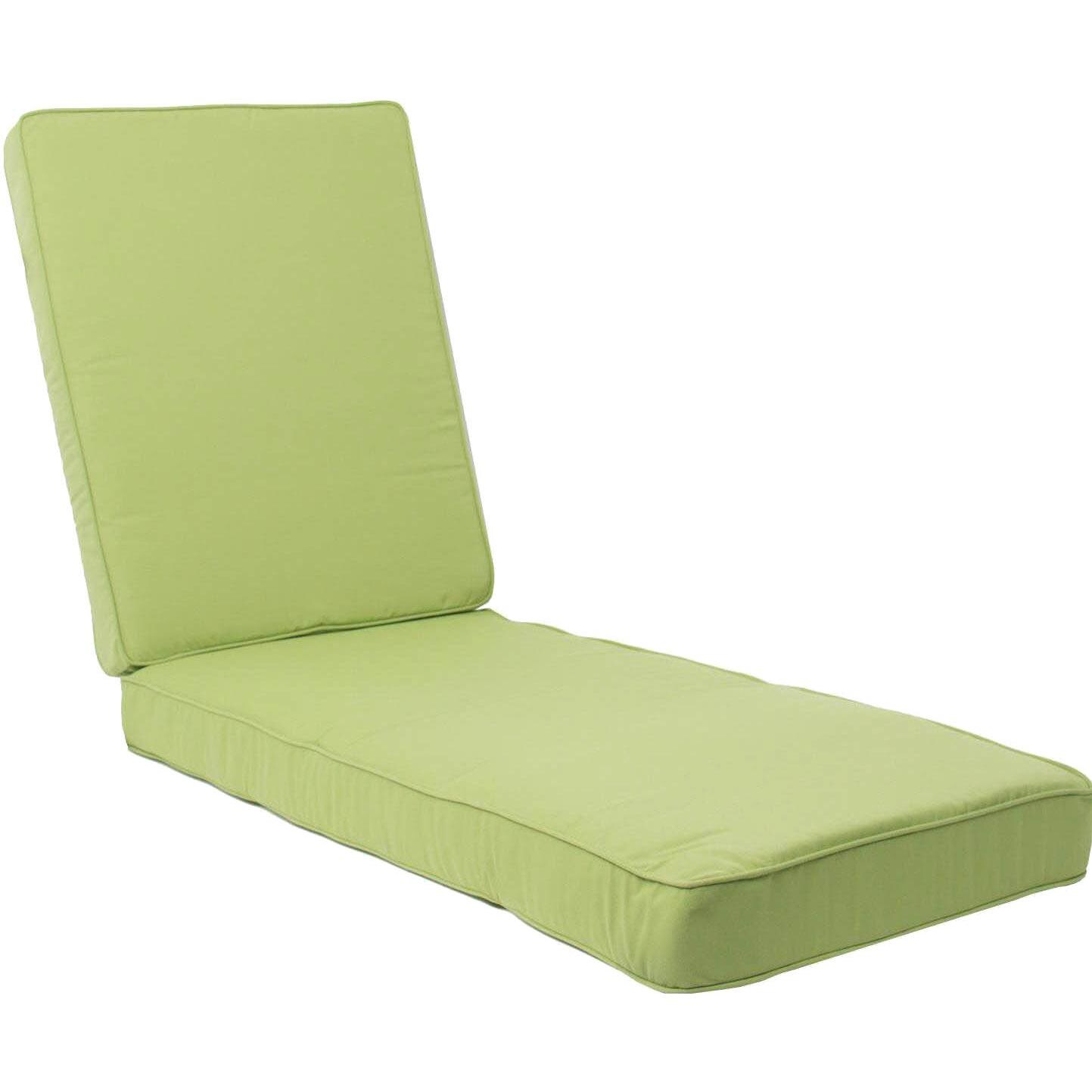 Long Replacement Chaise Lounge Cushion With Piping - Canvas Ginkgo thumbnail