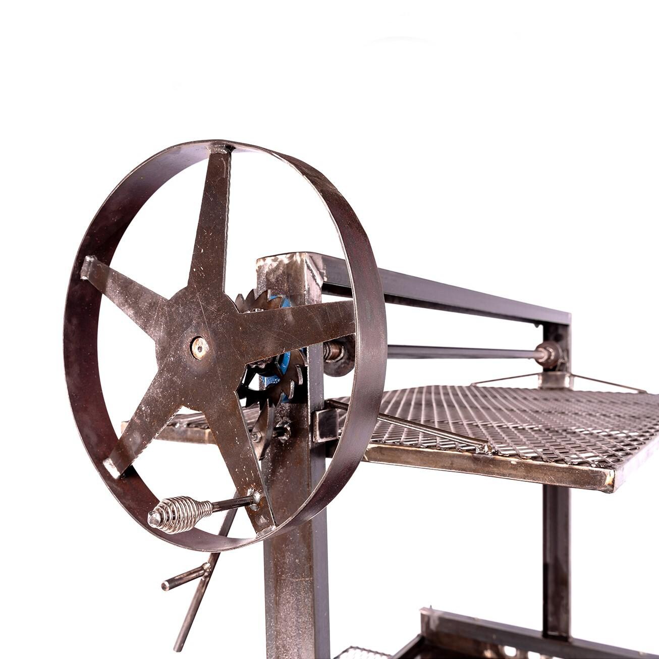 Texas Original Pits SM GRILL ATT Santa Maria Grill Attachment For Laredo Basic Live Fire Table (Live Fire Table Not Included) - Flywheel W/ Gears thumbnail