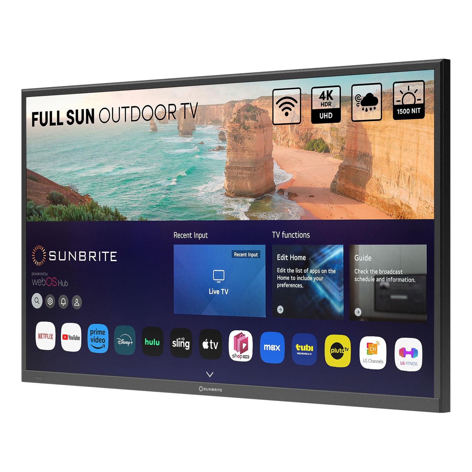 SunBriteTV SB-FS-49-BL Solis Series 49-in Full Sun 4K UHD HDR Outdoor TV - Left View - White Background thumbnail