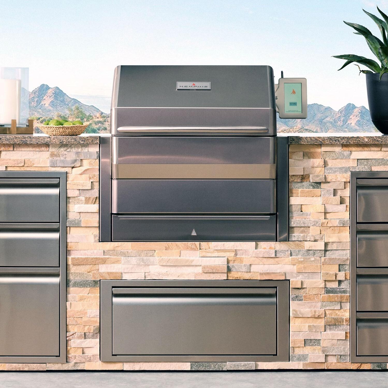 Memphis Grills VGB0001S Pro ITC3 28-Inch Built-In Pellet Grill - Shown In An Outdoor Kitchen Island thumbnail